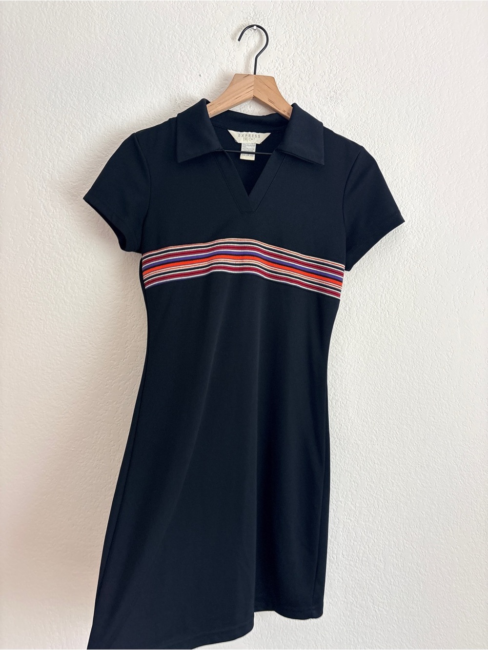 Vintage Express Tricot 90s Y2K Polo Stripe Knit Dress